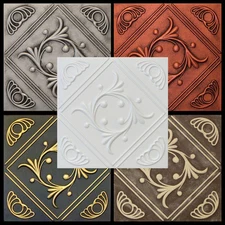 Tin Look Glue Up Ceiling Tiles Made of Styrofoam 20x20 R2 lot of 6 Diff Colors