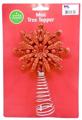 Mini Star Rays Glitter Tree Topper, plastic,Glitter Covered,Cone,5.6''