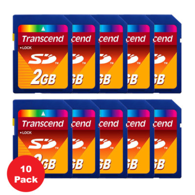 10 Pack Transcend 2GB SD Secure Digital Memory Card for Cameras
