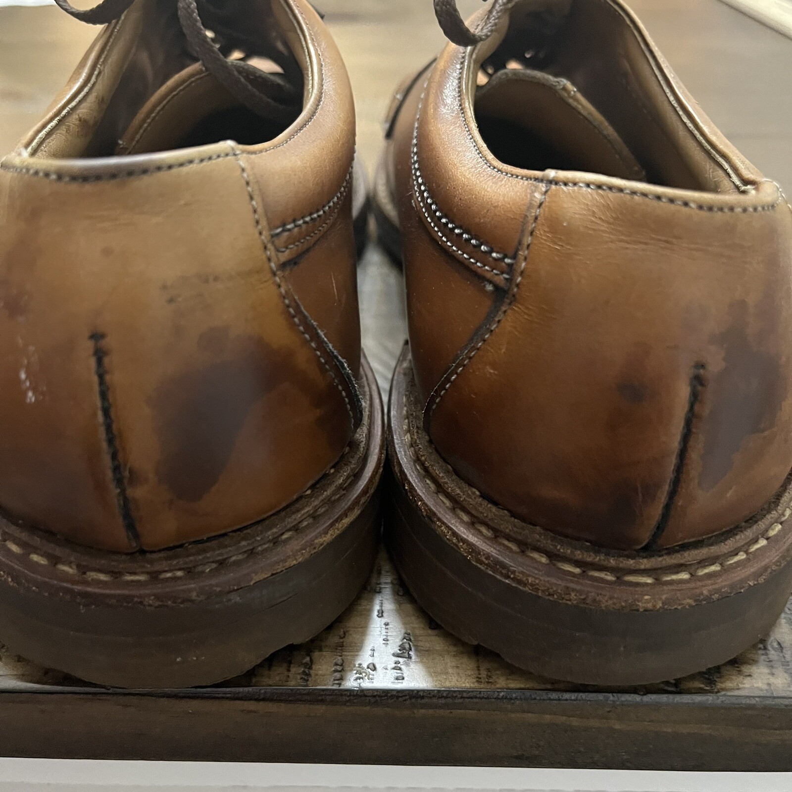 SAOLA Scarpa elegante Johnston & Murphy uomo 11 M pelle marrone derby Oxford usata in ottime condizioni