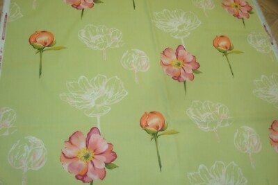 4 Yds Groundworks Fabric Sketchbook Peony Lime Upholstery Pillows 54'' x 148'' BTP