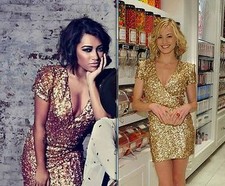 ICONIC BNWT 10 FRENCH CONNECTION SAMANTHA GOLD SEQUIN PARTY COCKTAIL DRESS 