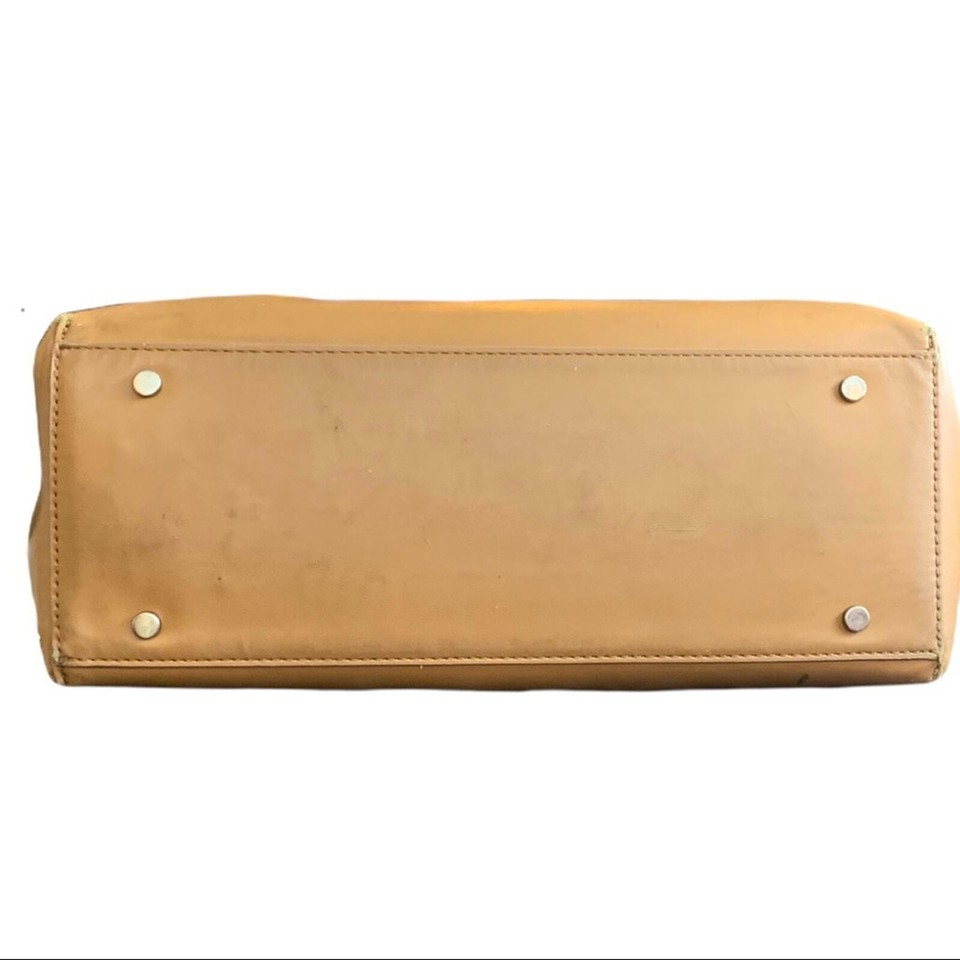 Nine West Camel Tan Cutout Large Cutout Shoulder Tote Vegan Oversize