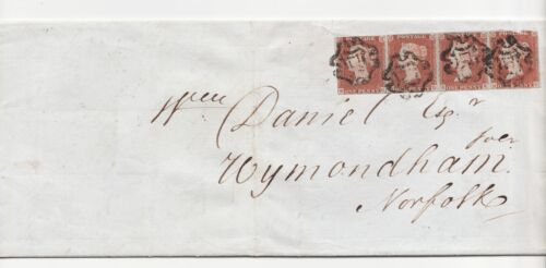 1841 Wrapper Penny Reds x4 Plate 26 (KC-KF) "Norwich" Distictive Maltese Cross's - Picture 1 of 4