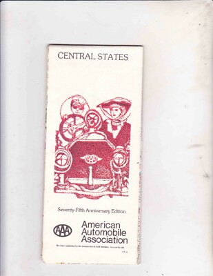 VINTAGE MAP ---- 1977 AAA ----CENTRAL STATES MAP