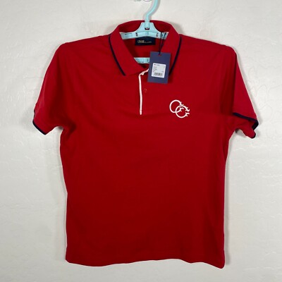 Cavalli Class Polo Shirt Mens Medium Red Short Sleeve Knit Collared Logo