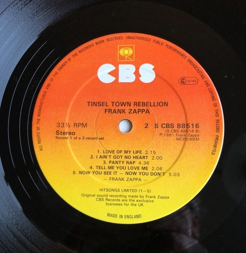 Frank Zappa - Tinsel Town Rebellion - (EX) UK 1981 1st Pressing 2xLP - CBS 88516 - Picture 8 of 11
