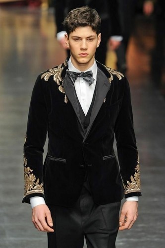 Men Black Jacket Gold Embroidery Tuxedo 