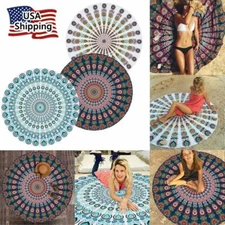 Boho Mandala Round Beach Tapestry Hippie Throw Yoga Mat Towel Indian Blanket NEW