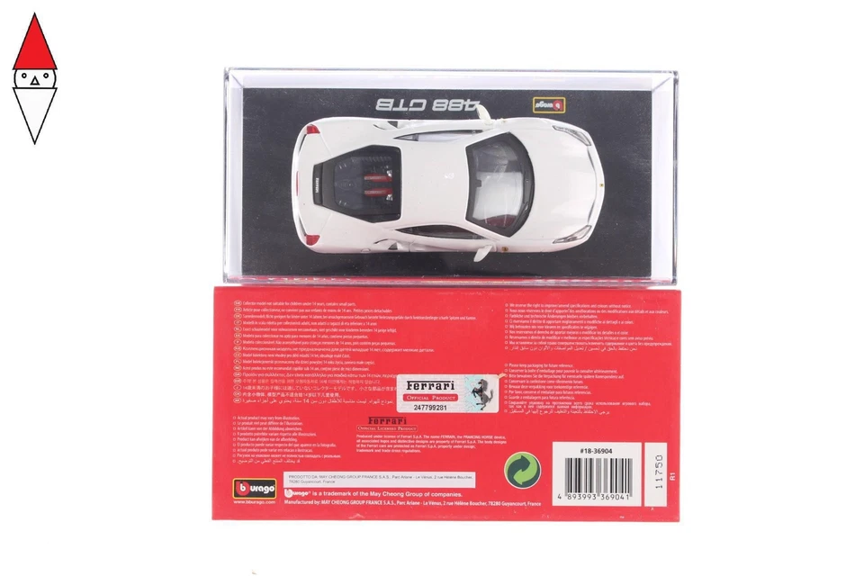 MODELLINO BBURAGO 488 GTB SIGNATURE 1/43 BIANCA - Immagine 2 di 2