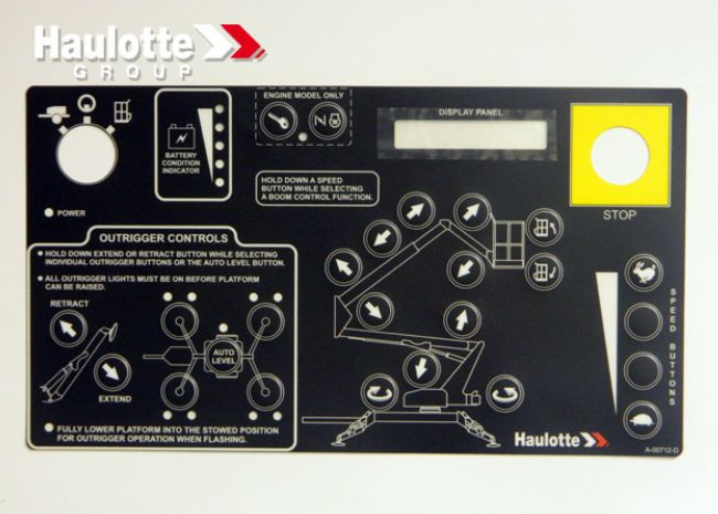 Bil-Jax Haulotte A-00712-D, Control Box Decal Overlay No Jib