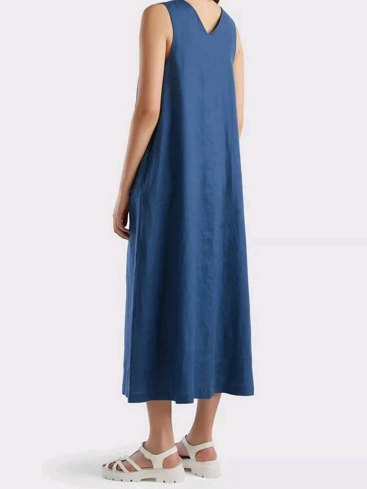 UNITED ЦВЕТА BENETTON МАКСИ ЛЬНЯНОЕ ПЛАТЬЕ РАЗМЕР L - Изображение 3 из 4