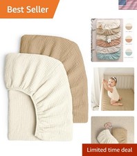 Luxurious Muslin Crib Sheets - Fitted Baby Bedding, Ivory  Hazelnut, 2 Pack