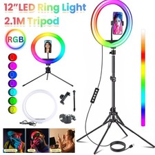 RGB Ring Light with Tripod Stand & Phone Holder 12" inch LED Selfie Ring Lights