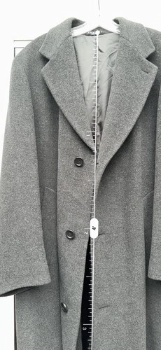 Vintage Hugo Boss Men's Gray Long Wool Overcoat Size 40L Lined Pockets Notch image 7
