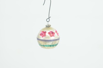 Vntg Feather Tree  Ornament Embossed Silver Green Purple Pink Japan Box #95