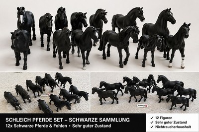 Schleich Pferde Set Schwarze Pferde Sammlung Konvolut 12 Figuren & Fohlen