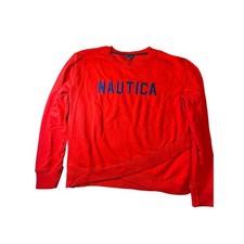 Nautica Womens Red Embroidered Logo Crossover Hem Sweatshirt Size L