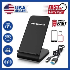 Fast Wireless Charging Stand Dock Charger For iPhone 11-17 and Samsung Phones