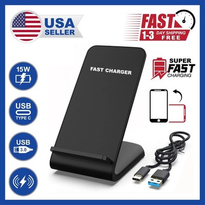 Fast Wireless Charging Stand Dock Charger For iPhone 11-17 and Samsung Phones