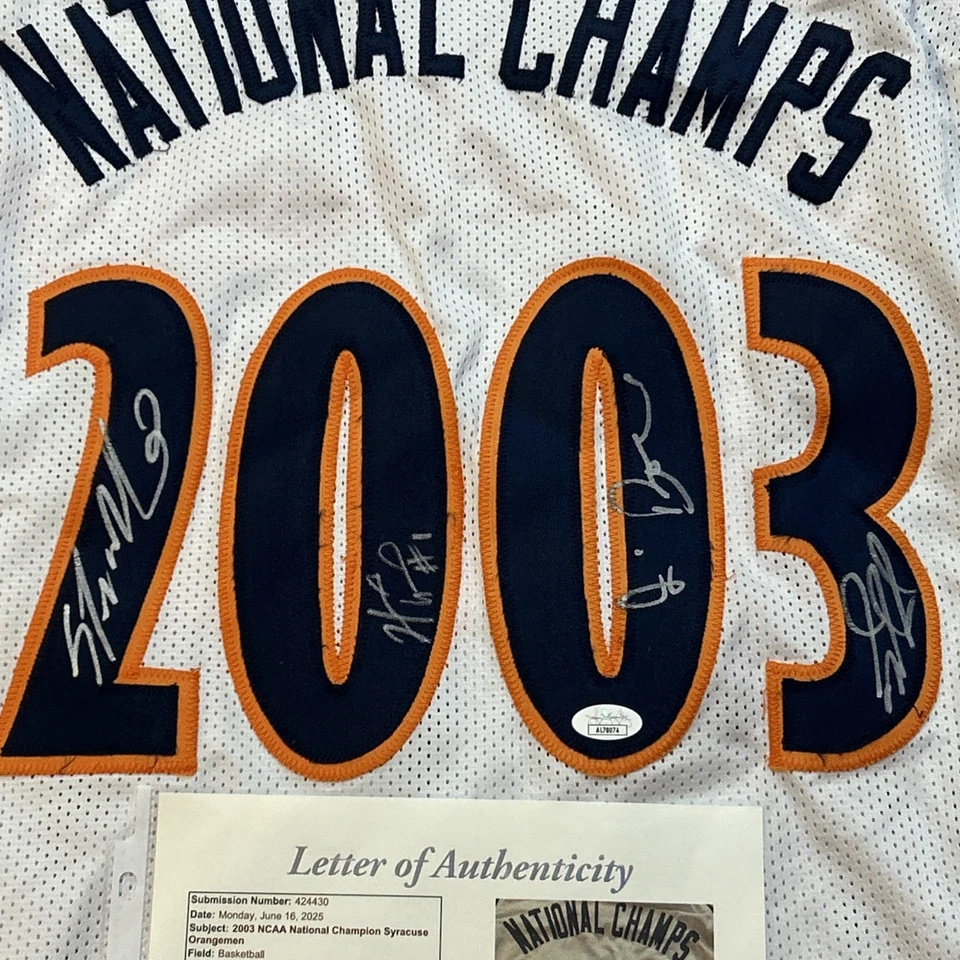 SYRACUSE ORANGE 2003 年全国冠军签名亲笔签名球衣 JSA COA 卡梅洛等 — 第 3/4 张图片