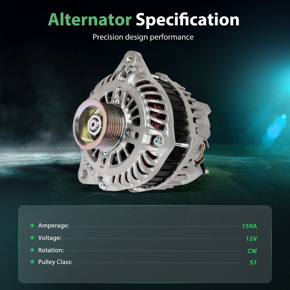 150 A Alternator W/Pulley For 2008-2013 Infiniti G37 3.7L V6 MD194470 - Image 2 of 4