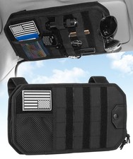 Car Sun Visor Organizer with Double Zipper Multi-Pockets  Glasses Clip, Semi...