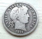 1911-D BARBER DIME PARTIAL LIBERTY NICE RARE COIN  ***** TAKE A LQQK *****