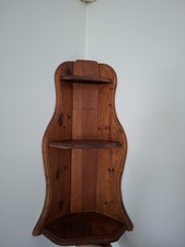 Vintage Solid Pine 3 Tier Corner Shelf 1930s