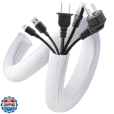 AGPTEK Cable Sleeve Cover, 20ft - 1 inch Desk Cord Organizer Cable Hider, Hom