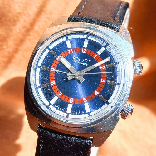 Soviet Watch Poljot Alarm Signal Vintage Men's Wristwatch 18 Jewels Serviced - Picture 2 of 12