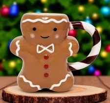 St Nicholas Square Figural Gingerbread Man Mug 14 OZ NEW Ceramic Christmas 