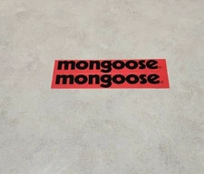 Mongoose 6x1" pre cut black  on red high quality weatherproof sticker 2pcs