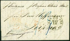 USA 1863 Germany Transatlantic Mail Cover Teutonia Prussian Closed Mail 75940