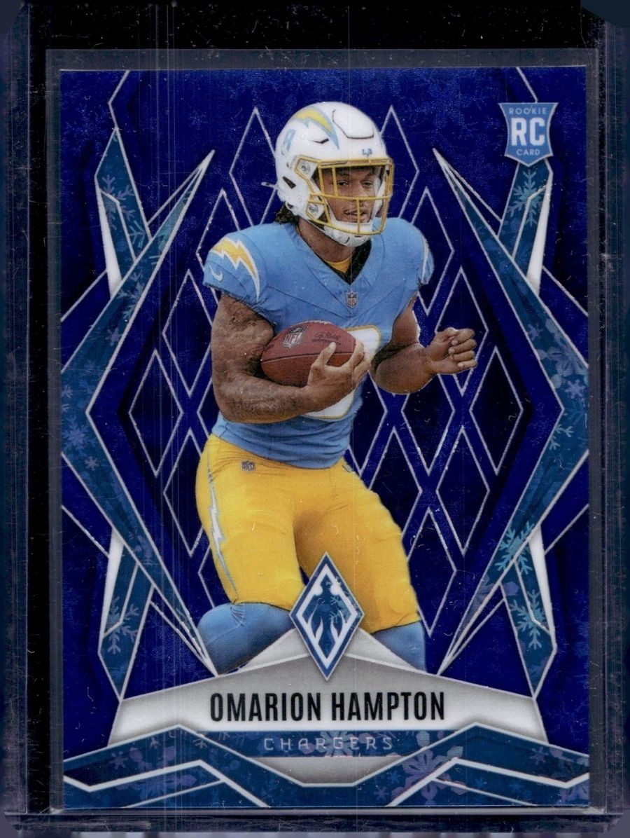 2025 Panini Phoenix #192 Omarion Hampton Blue Winter Prizm #/199