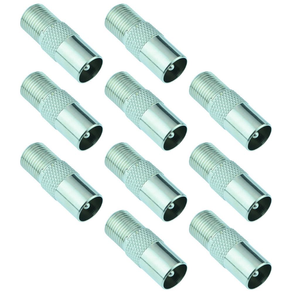10 x PAL Male to F Female Adaptor Socket TV Antenna Cable Adapter