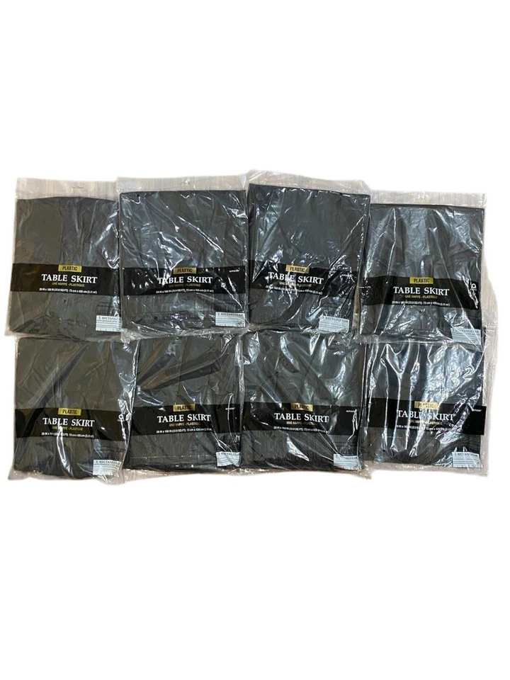 Черная НАСТОЛЬНАЯ ЮБКА, 29 дюймов x 14 футов плиссированная пластиковая одноразовая водонепроницаемая набор из 8 - Изображение 2 из 4
