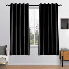 Black Velvet Curtains 2 Panels Luxury Blackout Curtains for Bedroom Living Room 