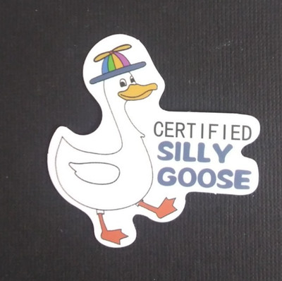 Certified Silly Goose Wearing Spinning Hat Novelty Sticker 2'' x 2.18'' (W)