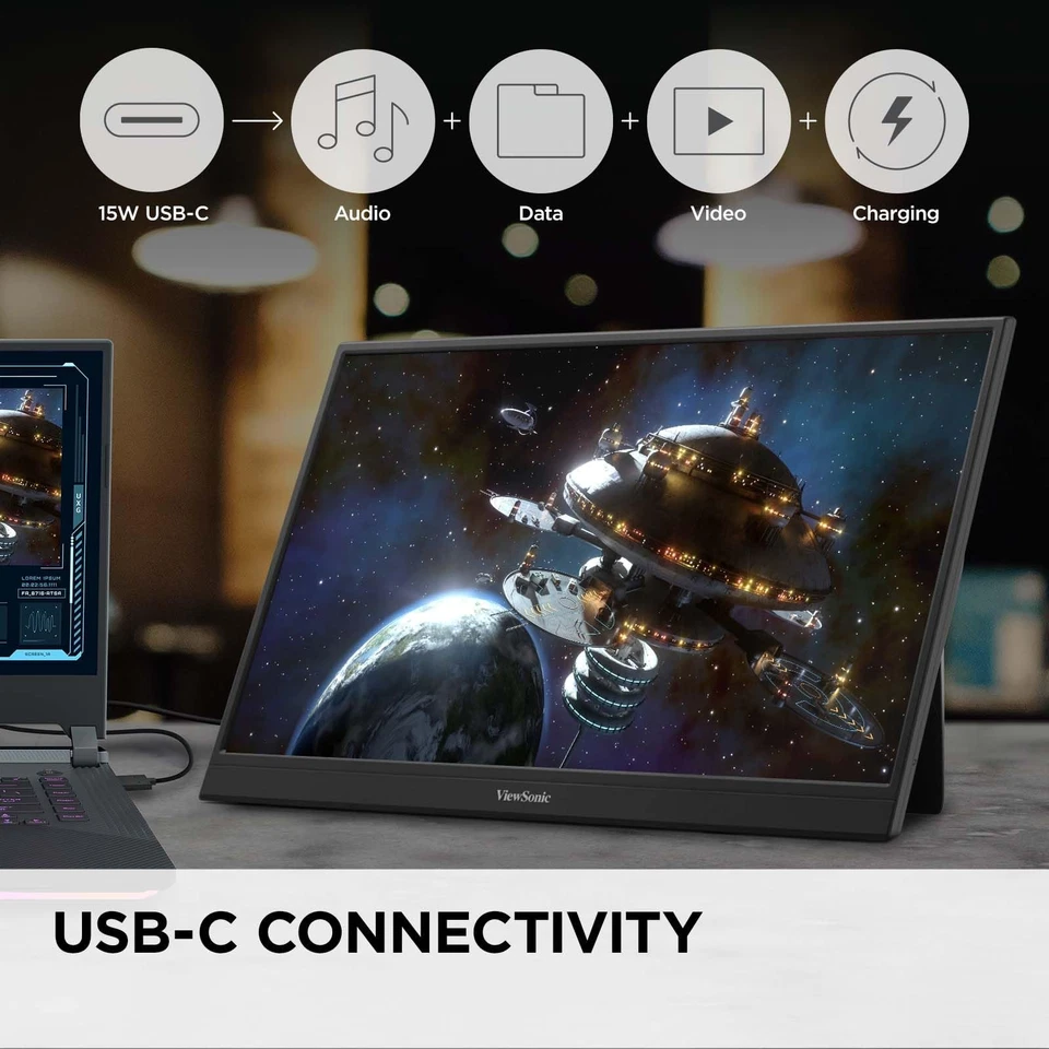 Viewsonic Va1653 15.6 Inch Portable Monitor Full Hd 1920X1080 Usb C Hdmi - Image 4 of 4