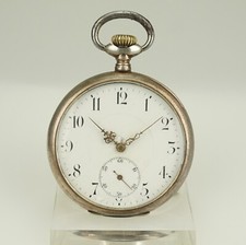 BRAHMA Silver Pocket watch Taschenuhr Men's no repeater fusee duplex chronometer