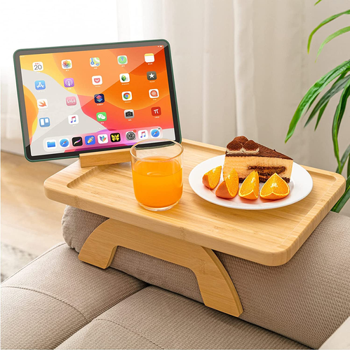 Couch Arm Tray,Bamboo Sofa Tray Table Clip on Side Table for Wide Couch,Foldable - Picture 12 of 12