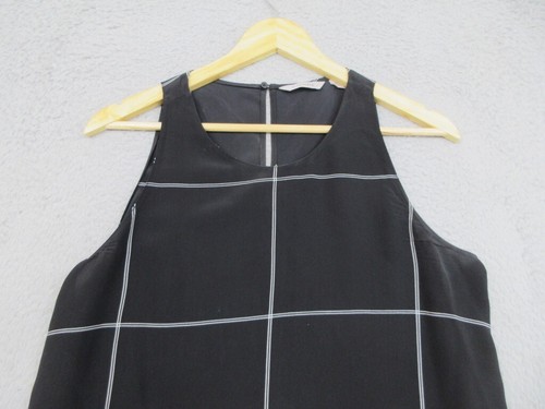 Athleta Shirt WomenM Black Silk Windowpane Tank Minimalist Monochrome Versatile - Picture 6 of 21