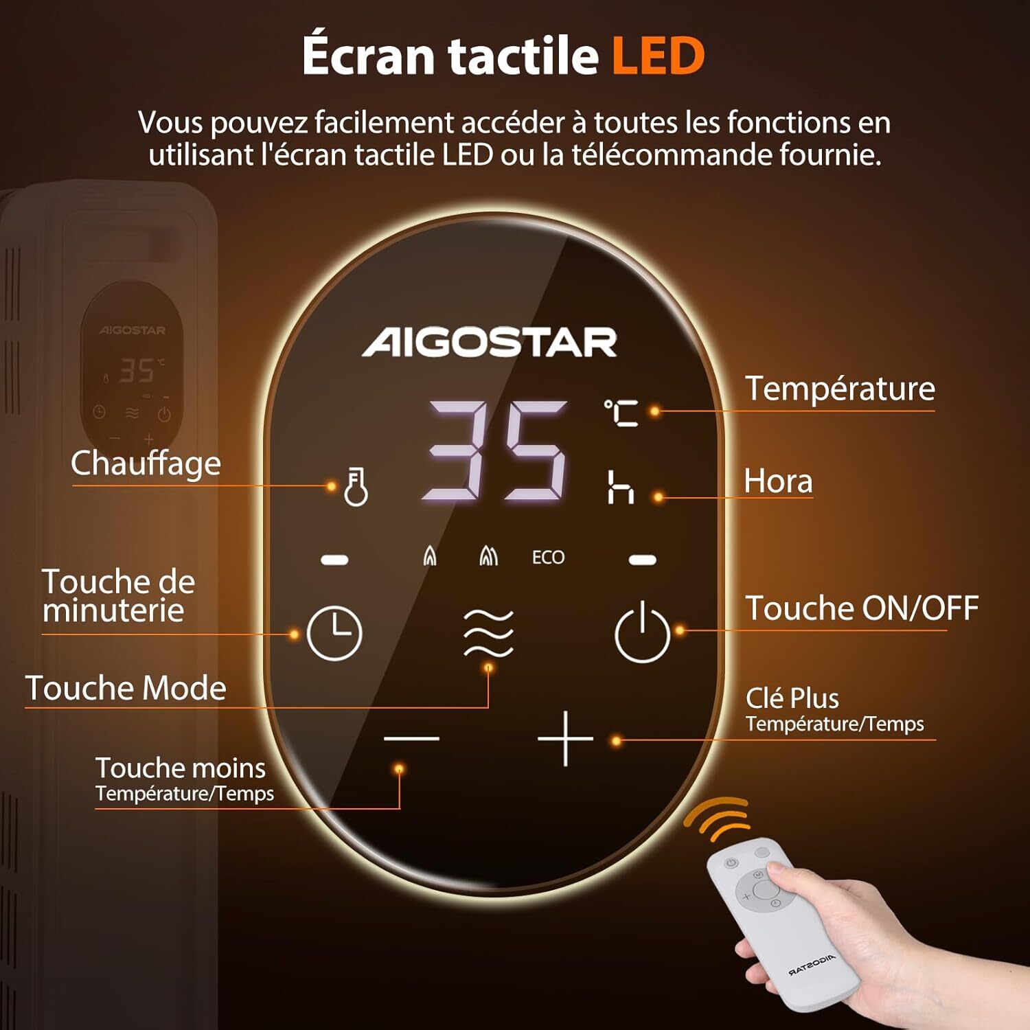Radiateurs électriques à inertie 2300W et programmation par télécommande - 4