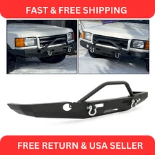 Front Steel Black Winch Bumper W/ Bull Bar For 1998-2004 Land Rover Discovery II