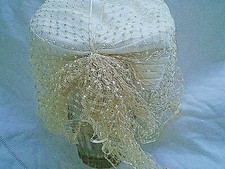Vintage Retro hat veil lady white color