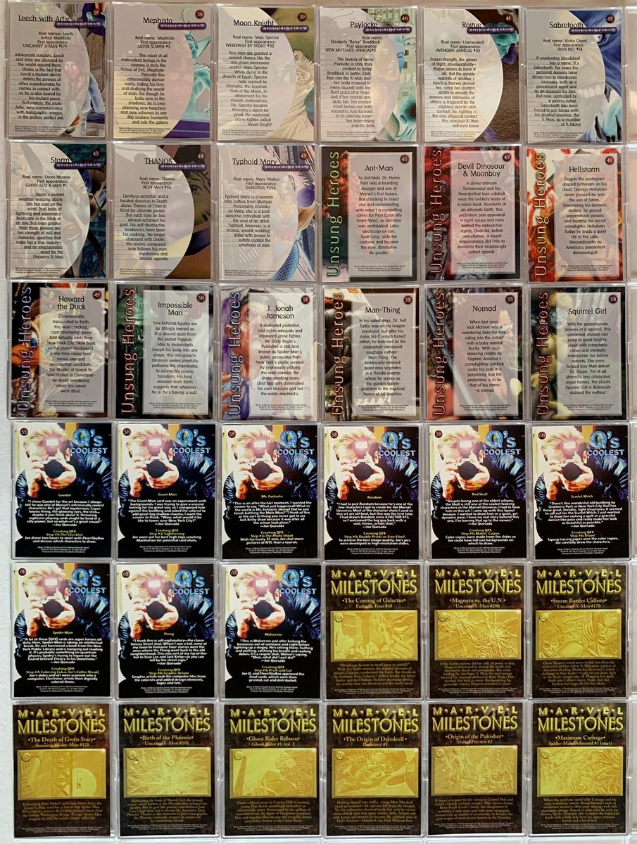 Marvel Premium QFX Base Trading Card Set 72 Cards Fleer/SkyBox