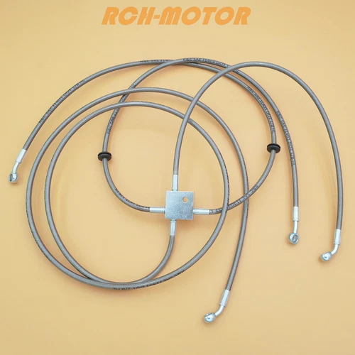 Front Braided Brake Hose Line For Arctic Cat 400 450 500 550 650 700 1000 XT TRV