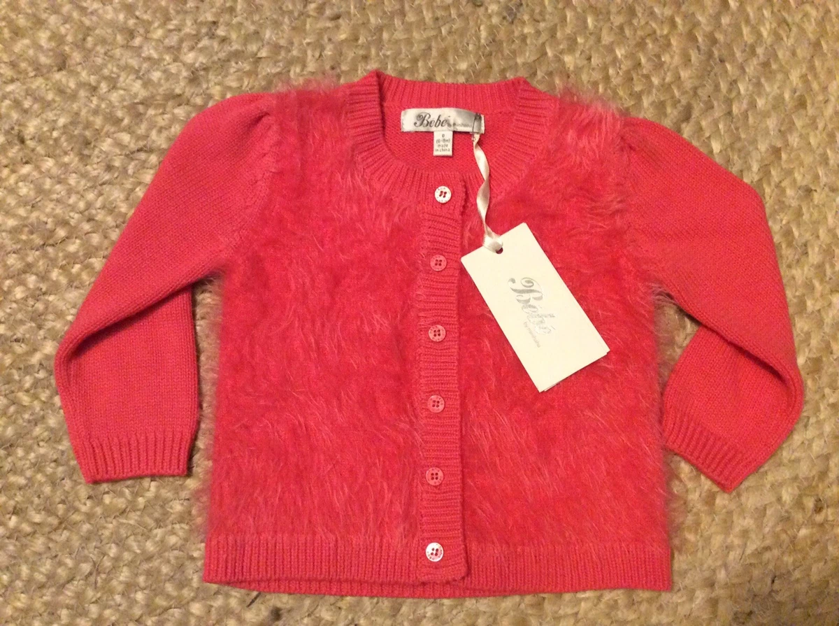 Bebe By Minihaha Pink Fluffy Baby Girl Cardigan NWT Size 0 6 9 Mths