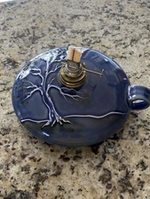 Takahashi Rakusai Studio Pottery Bonsai Japanese Oil Lamp w/handle, Signed